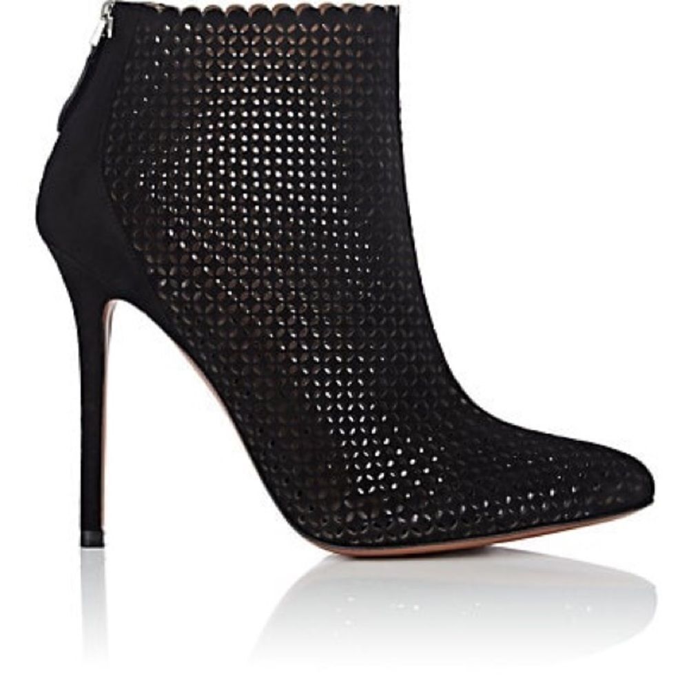 Alaia Laser Cut Suede Booties